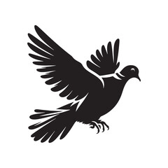 Graceful Eurasian Collared Dove Bird Vector Silhouette – Elegant Flight, Peaceful Perch, and Timeless Symbol of Tranquility in Minimalist Art - Illustration of Collared Dove Bird.