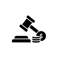 Auction Hammer with Coin Below - Minimal Icon