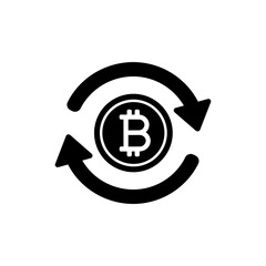 Bitcoin Between Two Arrows Swap Representing Currency Exchange