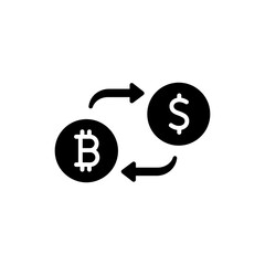 Bitcoin Beside Dollar Exchange Arrows Representing Currency Exchange