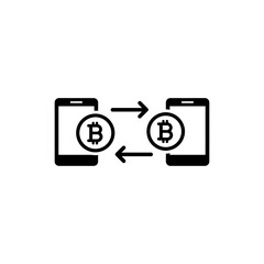 Bitcoin Between Mobile Transfer Icons Representing Digital Payments