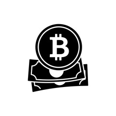 Bitcoin Floating Over Money Bills - Cryptocurrency and Financial Growth