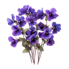 Vibrant Violet Plant with Deep Purple Flowers Isolated on Transparent Background