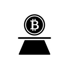 Bitcoin Hovering Above Stage, Cryptocurrency Spotlight