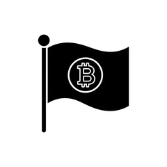 Bitcoin on Waving Flag for Cryptocurrency Victory and Promotion