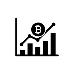 Bitcoin on Bar Chart Graph Representing Cryptocurrency Market Growth