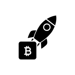 Bitcoin with Upward Rocket Trail Representing Explosive Cryptocurrency Growth