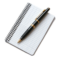 Notebook and pen for writing notes journaling planning office supplies on transparent background