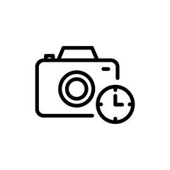 Camera Icon with Clock Overlay Representing Scheduled Recording or Video Capture