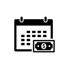 Calendar with Cash Icon Representing Scheduled Cash Payments and Budgeting
