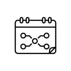 Calendar with Curved Event Links Representing Scheduled Events and Reminders