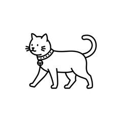 Cat with a Bell Collar Walking Confidently – Feline Style and Confidence