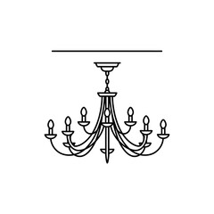 Chandelier Hanging from Ceiling with Bulbs