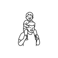 Child on Dad's Shoulders Smiling Icon for Family Bonding