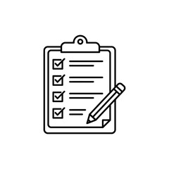 Clipboard with Checkmarks and Pencil Icon for Task Completion