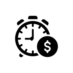 Clock with Dollar Sign Inside Icon for Time and Money Management