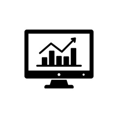 Computer Monitor Showing Graph Icon for Business Analytics