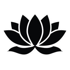Black and white illustration of lotus , flower silhouette vector designs.
