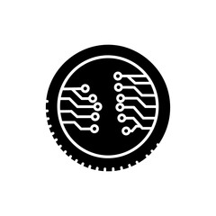 Digital Coin with Circuit Lines