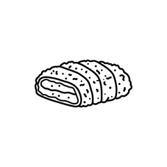 Detailed Piece of Katsu with Breadcrumb Texture and Slice Mark