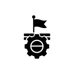 Gear with Flag on Top and Bars Beneath for Business Success