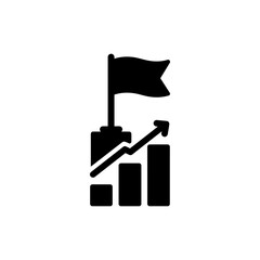 Goal Flag Above Bar Graph Building Representing Business Achievement and Success