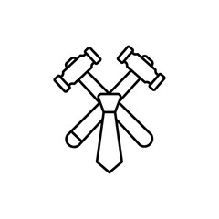 Hammer and Tie Forming a Cross Symbol in Construction
