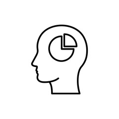 Head Silhouette with Pie Chart in Brain Area - Data Analysis and Decision Making