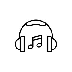 Headphones with Music Note Icon for Sound and Music