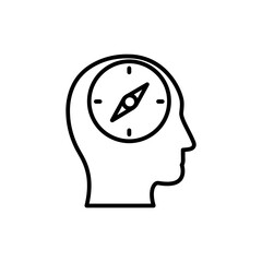 Head with Compass Needle Inside - Direction and Guidance Concept