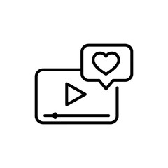 Heart Badge Floating Above Video Clip Icon for Love and Media