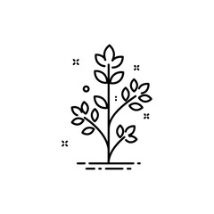 Leafy Herb Sprig with Three Stems - Fresh Natural Herb Symbol