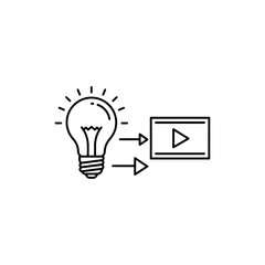 Lightbulb Icon with Arrow to Published Video for Media and Creativity
