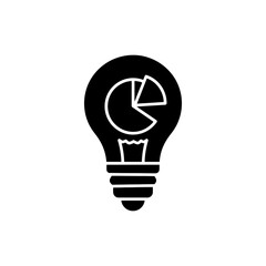 Lightbulb with Pie Chart Filament Icon for Business Insights and Ideas