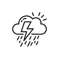 Lightning Bolt Touching Cloud with Rays