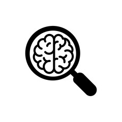 Magnifying Glass with Brain Icon for Critical Thinking and Analysis