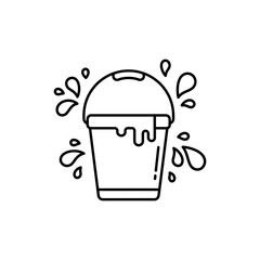 Paint Bucket with Splatter Drops Representing Color Application and Creativity