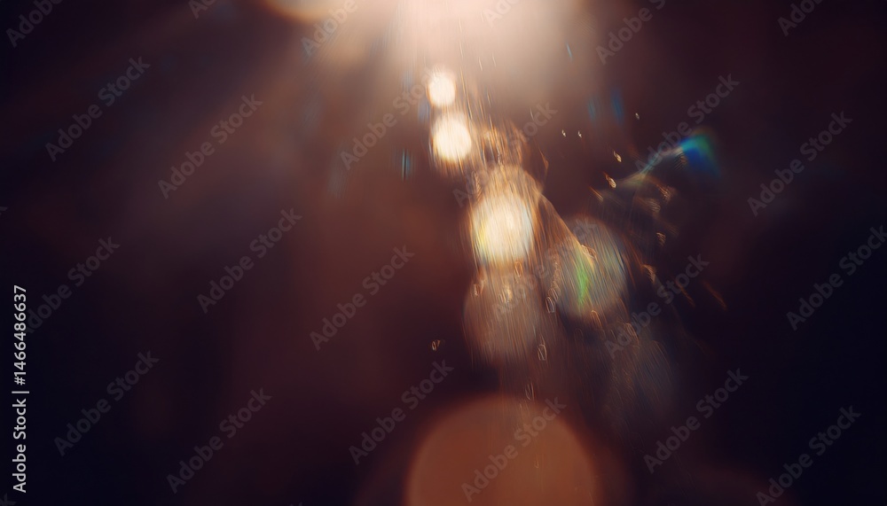Aufkleber ethereal abstract light beam with golden bokeh and soft prism flares for modern web design or luxury