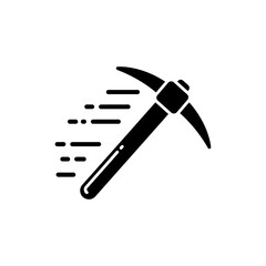 Pickaxe Vibrating with Motion Lines Representing Mining Action and Power