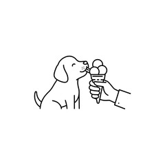 Puppy Licking Ice Cream Cone Held by Owner