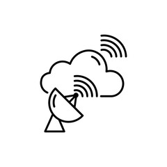 Satellite Dish Aiming at Cloud with Signal Waves Icon for Communication
