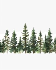 Watercolor evergreen forest landscape for nature-themed designs