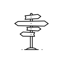 Site Map Signpost with Direction Arrows Minimal Navigation Aid Board for Guidance