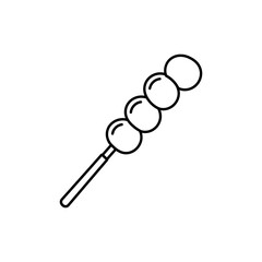 Skewered Dango with Three Round Balls on Stick Representing Traditional Japanese Snack