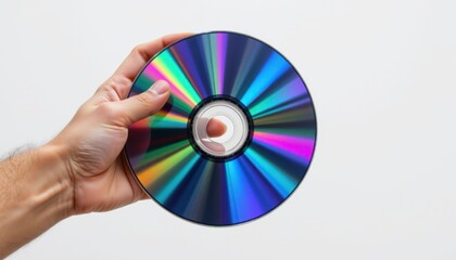 Exploring digital storage solutions a colorful cd in hand indoor setting creative photography artistic capture