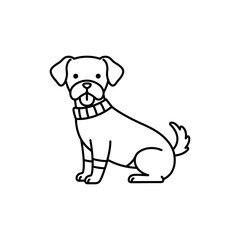 Small Dog Wearing Sweater and Wagging Tail for Pet and Animal Lovers