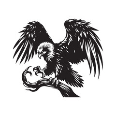 Majestic Eurasian Eagle Owl Bird Vector Silhouette – Powerful Predator, Nocturnal Hunter, and Symbol of Wisdom in Striking Minimalist Art - Eurasian Eagle Owl Bird Illustration.