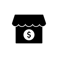 Store Icon with Dollar Inside Representing Retail Business and Profit