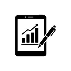 Tablet with Bar Chart and Pen for Business Analytics and Financial Reports