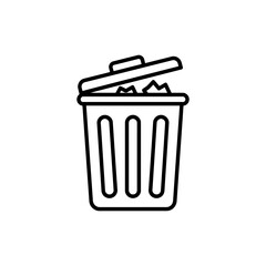 Trash Bin with Lid and Crumpled Paper Representing Waste Management and Disposal